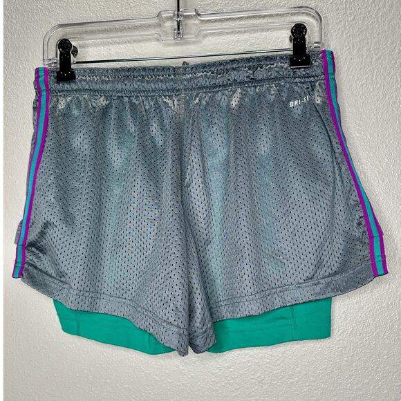 Nike Pro Metallic Gray Laser Cut with Green Running Shorts M - Picture 8 of 16